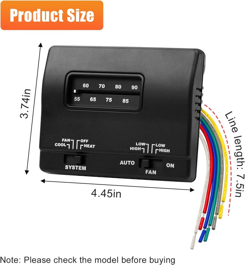 IHOUMEX 7330F3852 RV Thermostat Heat Cool Control 12V DC Single Stage T-Stat Wall Coleman Mach RV Thermostat Replacement Compatible with Coleman Mach, Black - Image 5